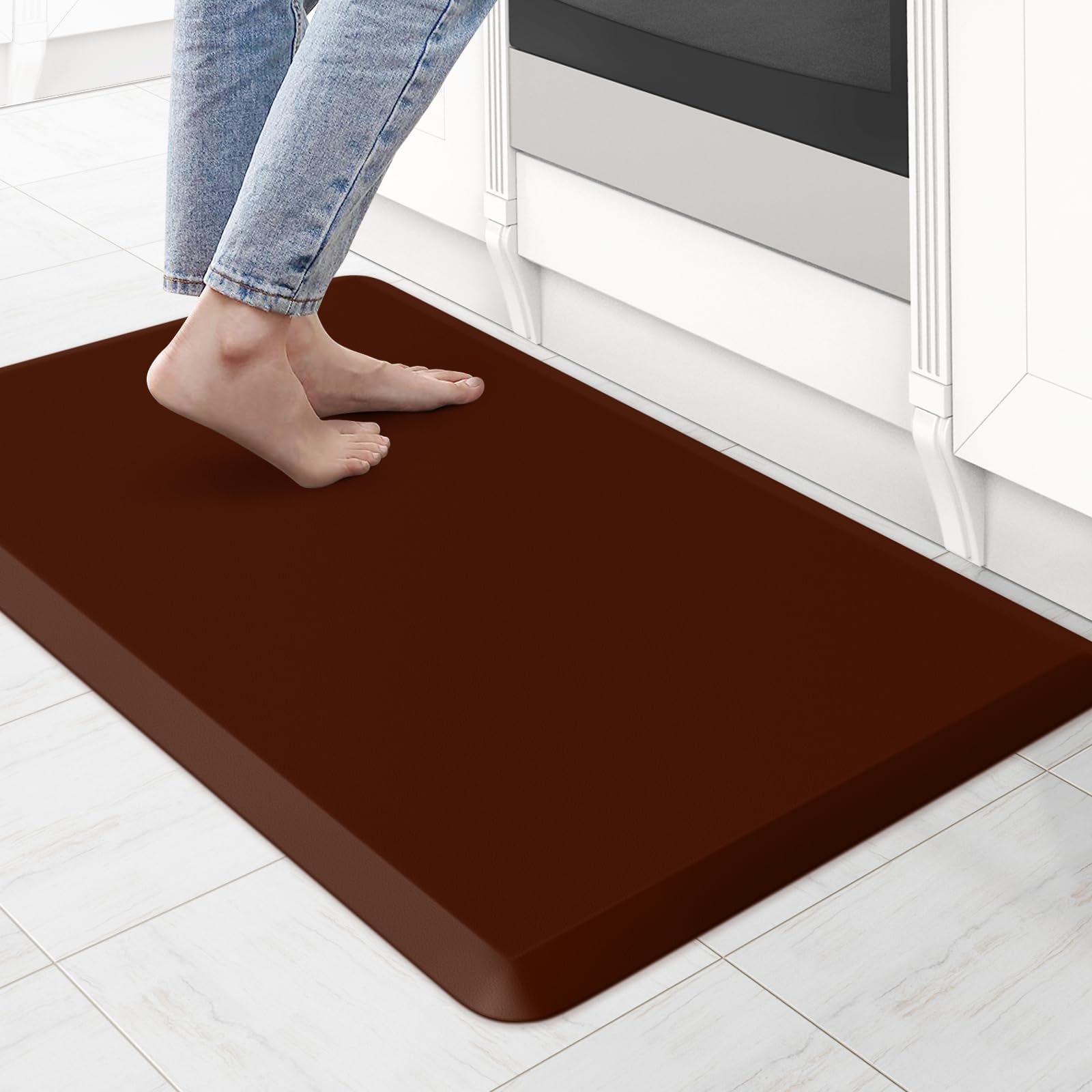 KitchenClouds Kitchen Mat Cushioned Anti Fatigue Rug 17.3"x28" Waterproof, Non Slip, Standing and Comfort Desk/Floor Mats for House Sink Office (Black)
