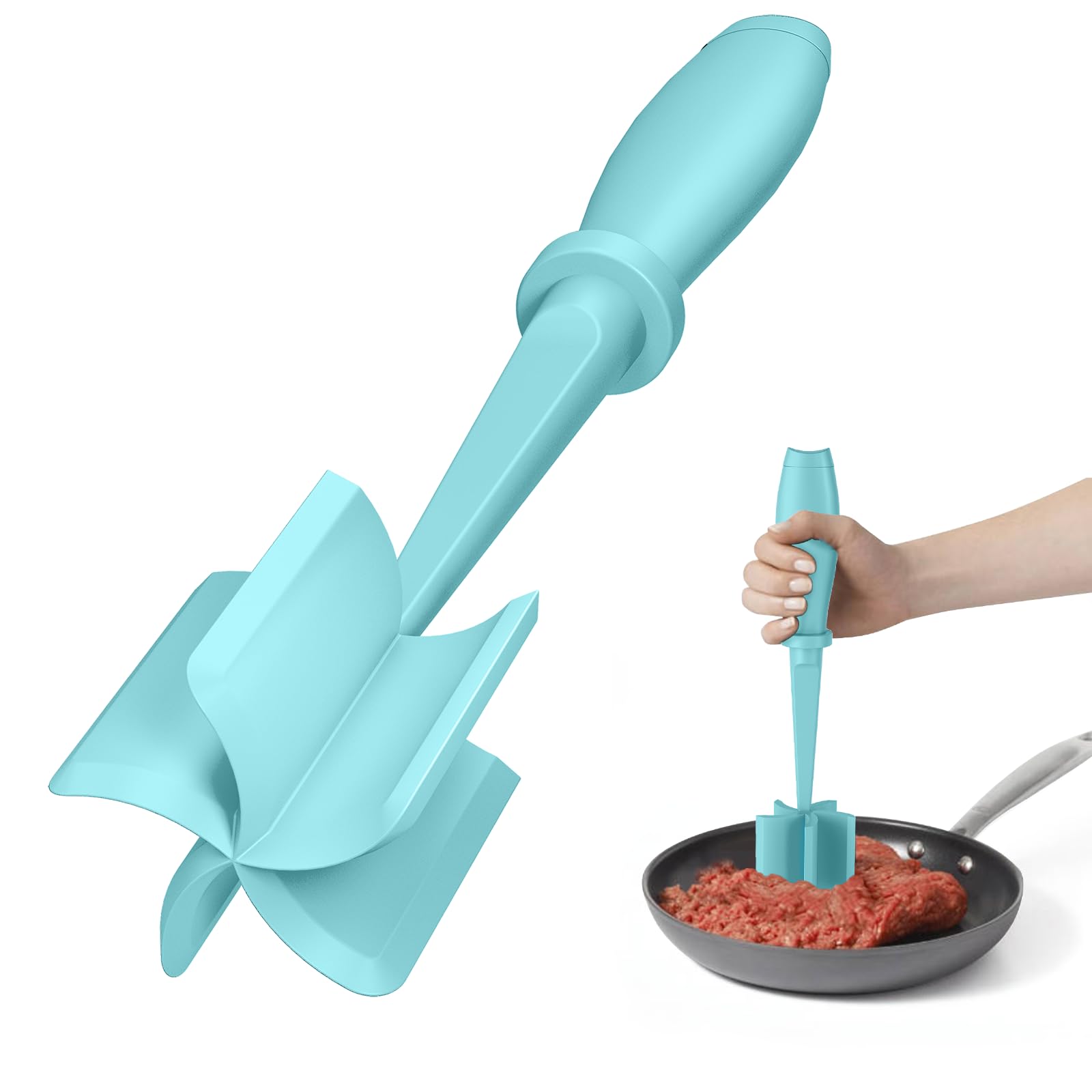 Meat Chopper, Hamburger Grinder, Premium Heat Resistant Smasher for Ground Beef, Burger Grinder Nylon Potato Mix Tool, Meat & Poultry Tenderizers-Black