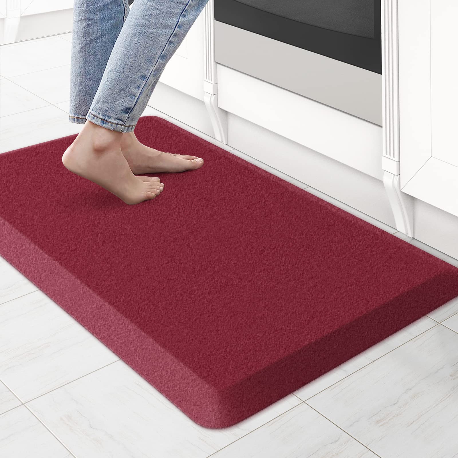 KitchenClouds Kitchen Mat Cushioned Anti Fatigue Rug 17.3"x28" Waterproof, Non Slip, Standing and Comfort Desk/Floor Mats for House Sink Office (Black)