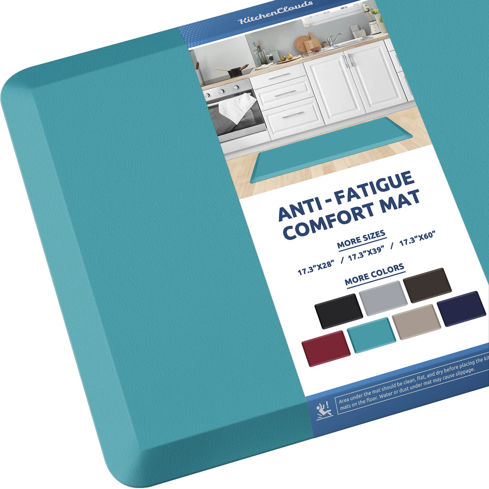KitchenClouds Kitchen Mat Cushioned Anti Fatigue Rug 17.3"x28" Waterproof, Non Slip, Standing and Comfort Desk/Floor Mats for House Sink Office (Black)