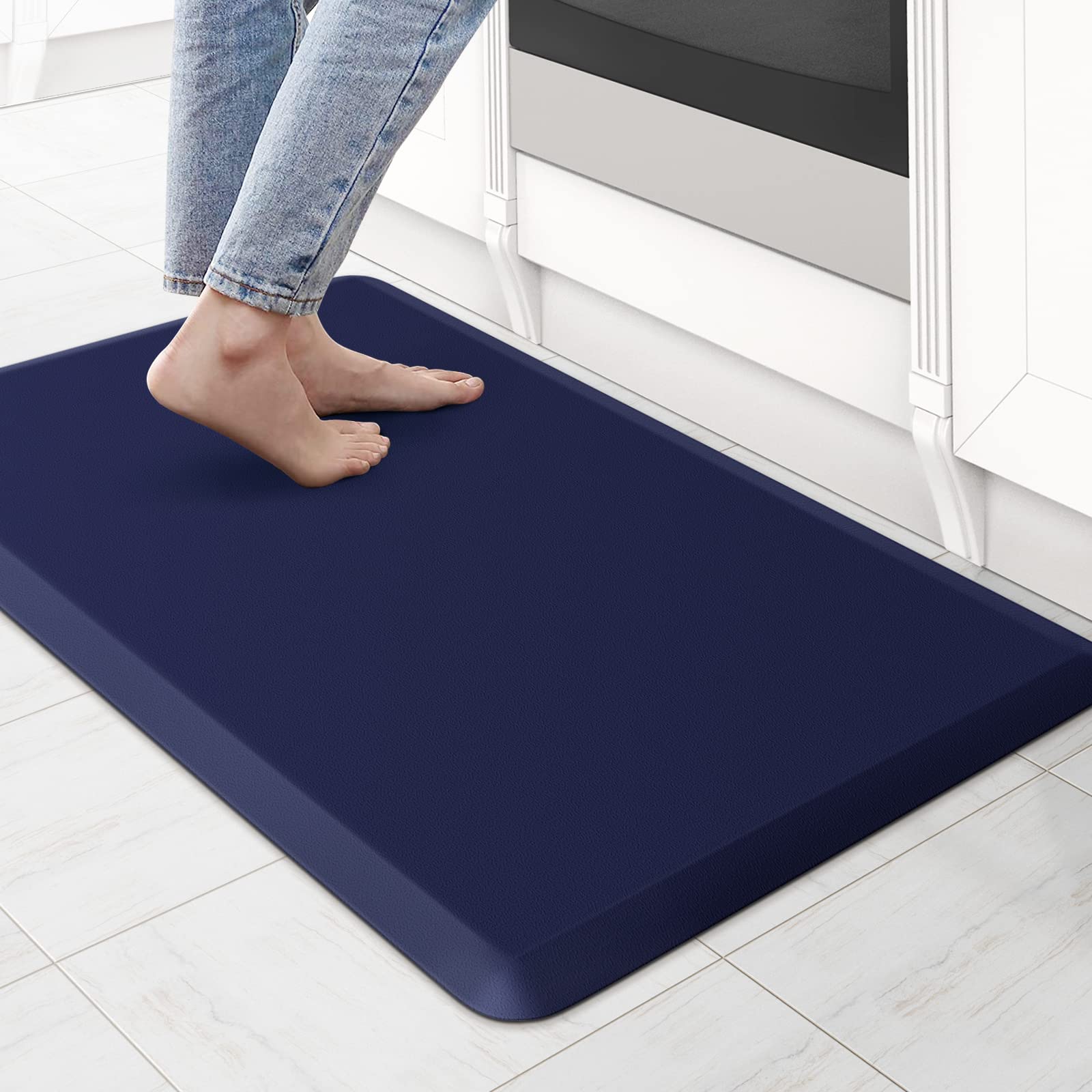 KitchenClouds Kitchen Mat Cushioned Anti Fatigue Rug 17.3"x28" Waterproof, Non Slip, Standing and Comfort Desk/Floor Mats for House Sink Office (Black)