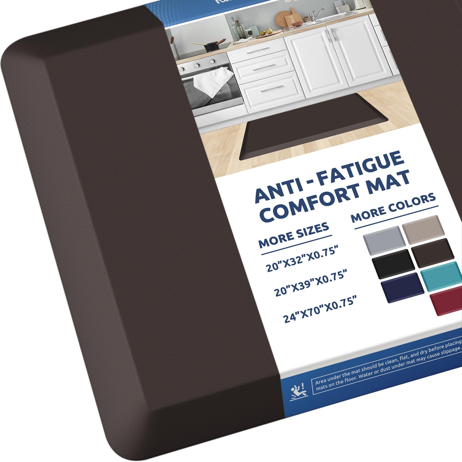 KitchenClouds Kitchen Mat Cushioned Anti Fatigue Rug 17.3"x28" Waterproof, Non Slip, Standing and Comfort Desk/Floor Mats for House Sink Office (Black)