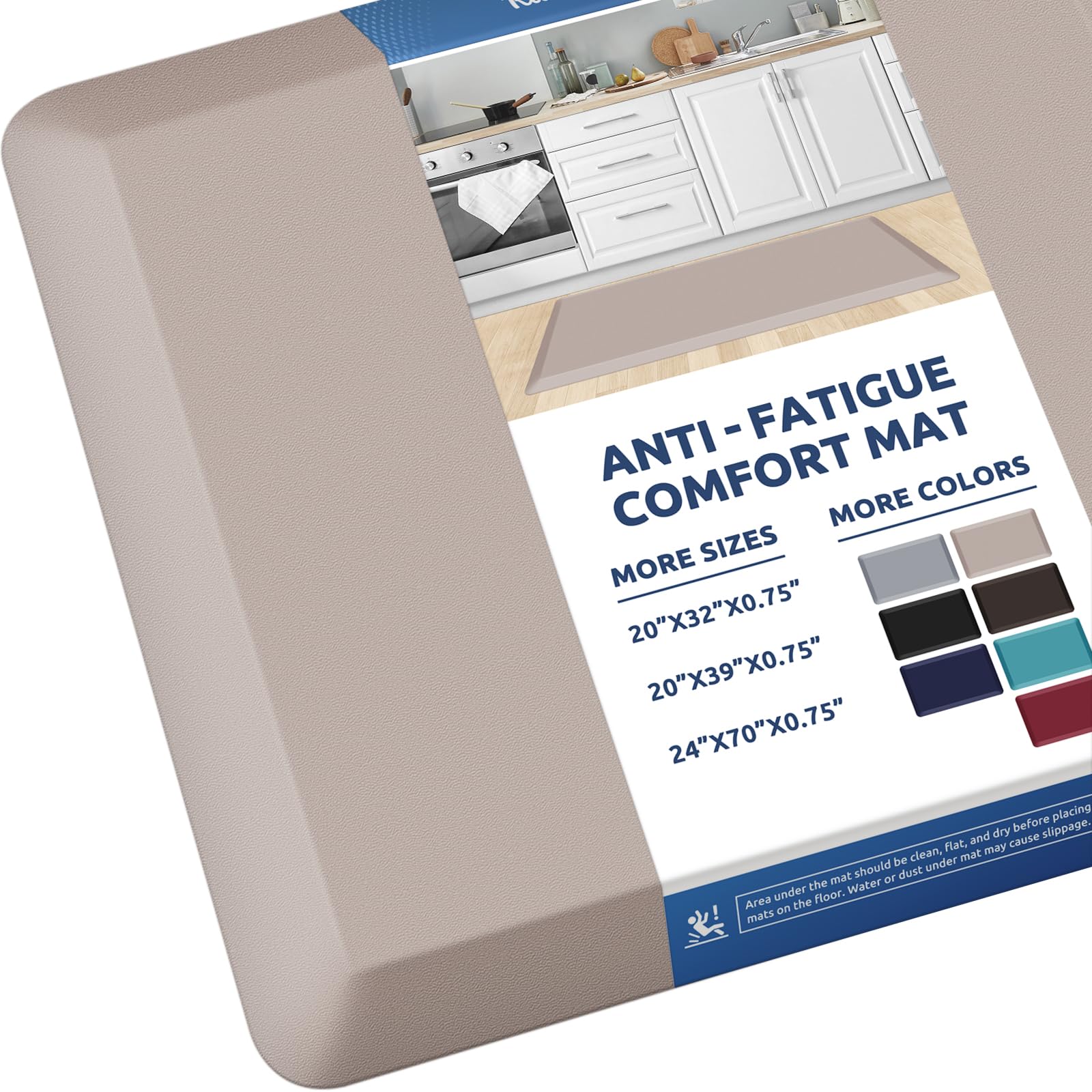 KitchenClouds Kitchen Mat Cushioned Anti Fatigue Rug 17.3"x28" Waterproof, Non Slip, Standing and Comfort Desk/Floor Mats for House Sink Office (Black)