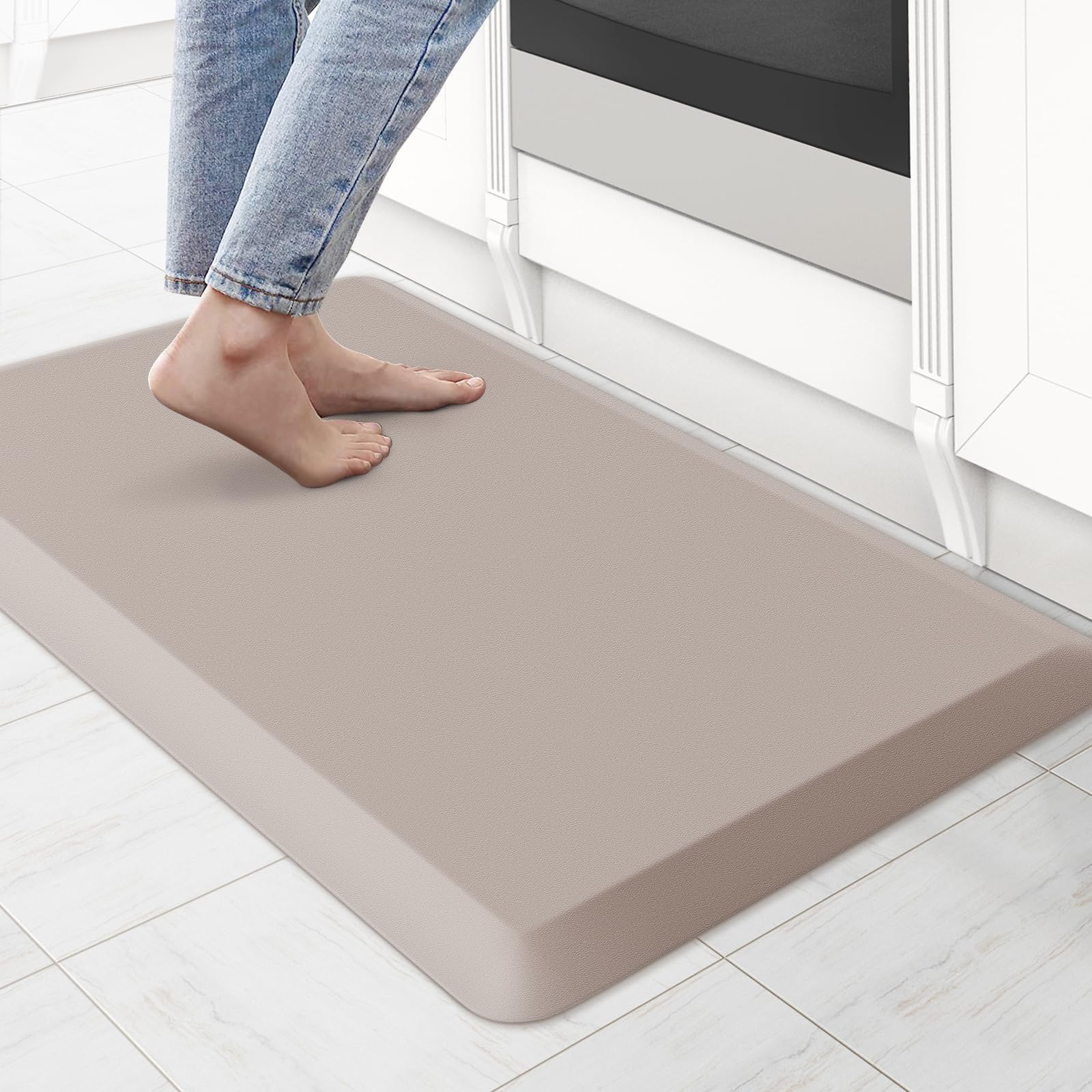 KitchenClouds Kitchen Mat Cushioned Anti Fatigue Rug 17.3"x28" Waterproof, Non Slip, Standing and Comfort Desk/Floor Mats for House Sink Office (Black)