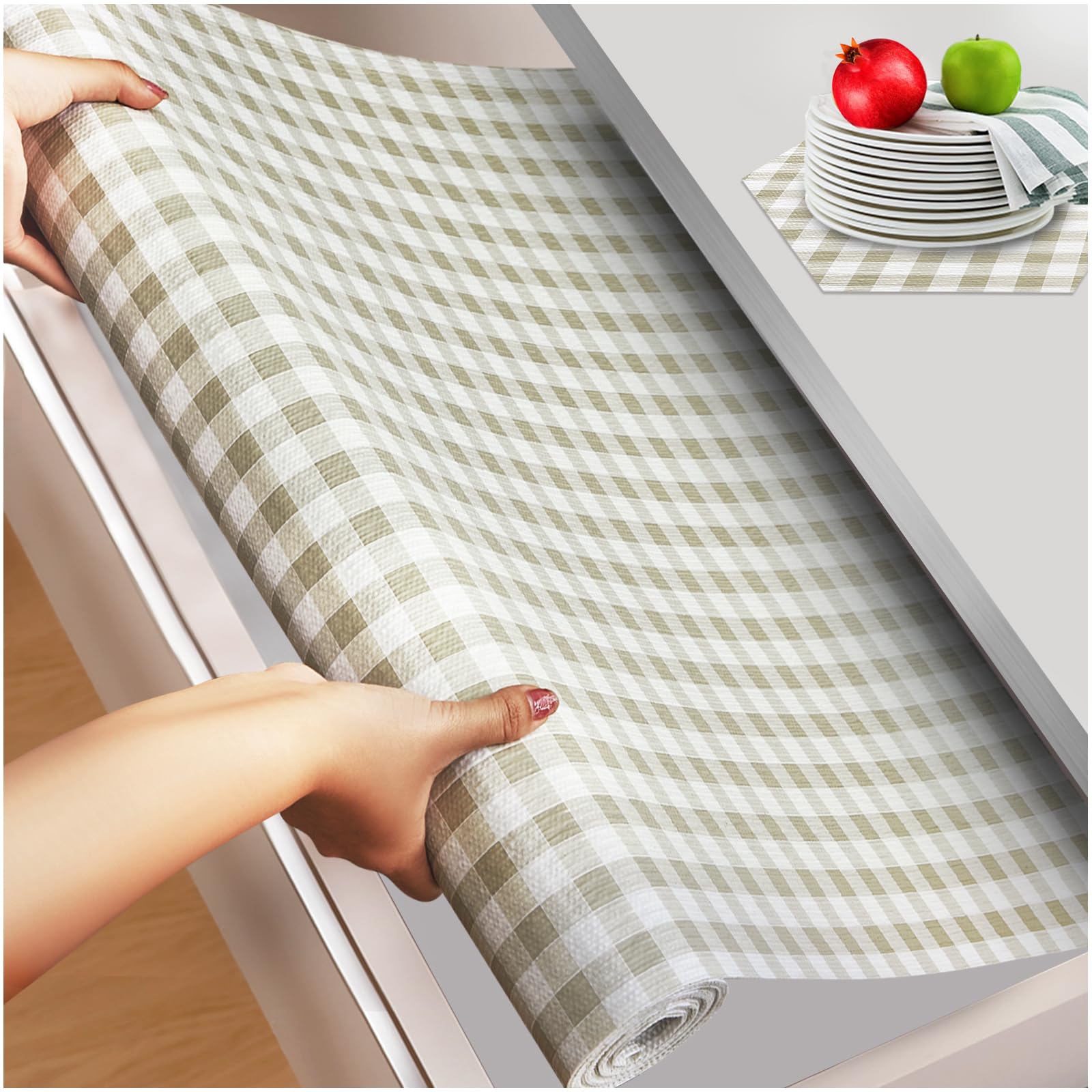 Beautysaid Shelf and Drawer Liner for Kitchen Cabinet, Non Adhesive Non Slip Shelf Paper Waterproof Washable Thickened for Dresser Pantry Shelve Bathroom Protector Liner(White,12 in x 10 FT)