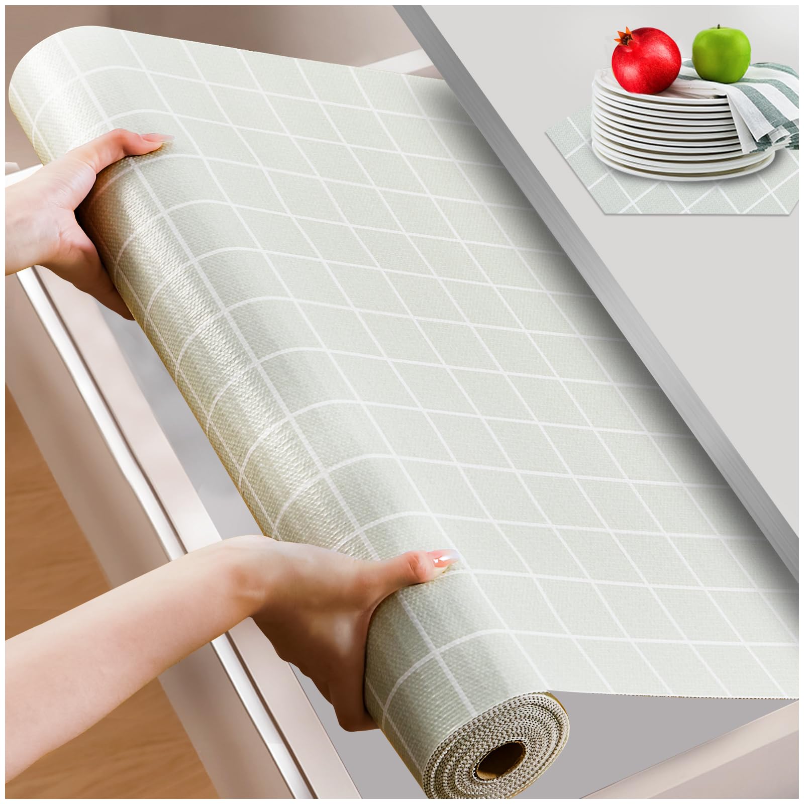 Beautysaid Shelf and Drawer Liner for Kitchen Cabinet, Non Adhesive Non Slip Shelf Paper Waterproof Washable Thickened for Dresser Pantry Shelve Bathroom Protector Liner(White,12 in x 10 FT)