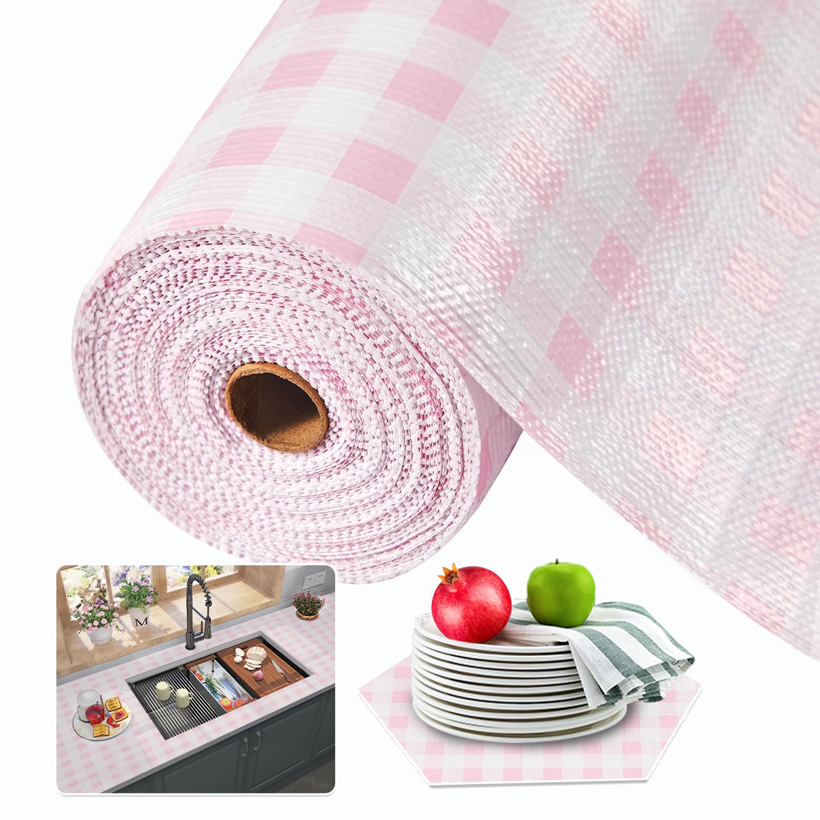 Beautysaid Shelf and Drawer Liner for Kitchen Cabinet, Non Adhesive Non Slip Shelf Paper Waterproof Washable Thickened for Dresser Pantry Shelve Bathroom Protector Liner(White,12 in x 10 FT)