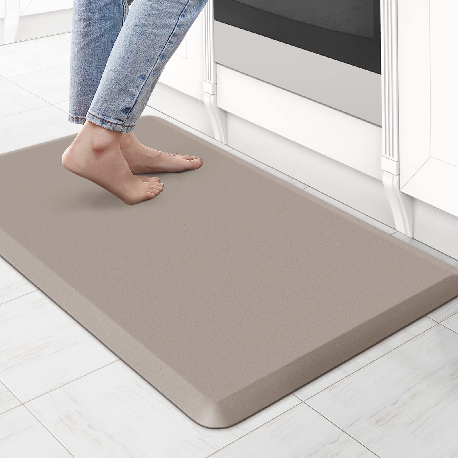 KitchenClouds Kitchen Mat Cushioned Anti Fatigue Rug 17.3"x28" Waterproof, Non Slip, Standing and Comfort Desk/Floor Mats for House Sink Office (Black)