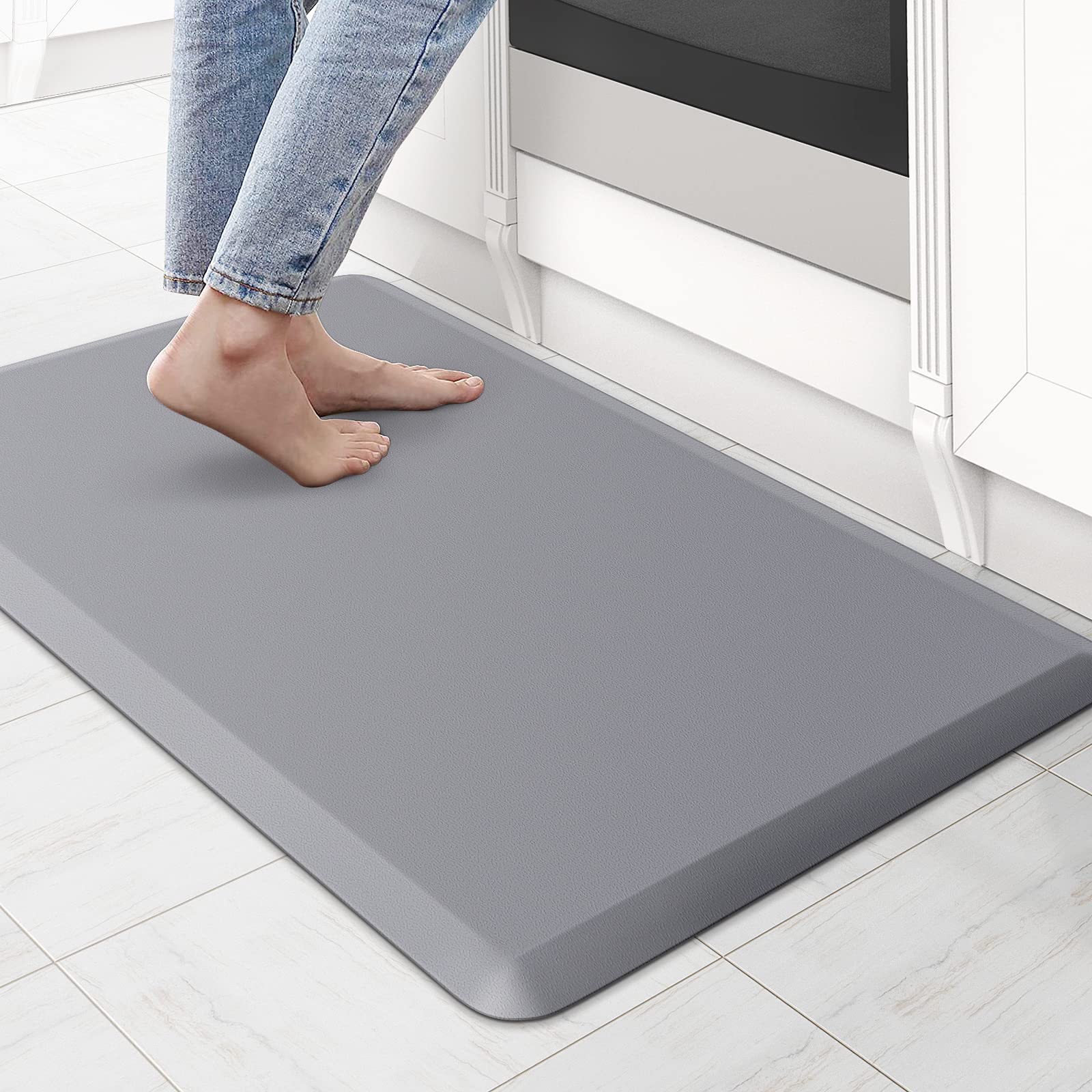 KitchenClouds Kitchen Mat Cushioned Anti Fatigue Rug 17.3"x28" Waterproof, Non Slip, Standing and Comfort Desk/Floor Mats for House Sink Office (Black)