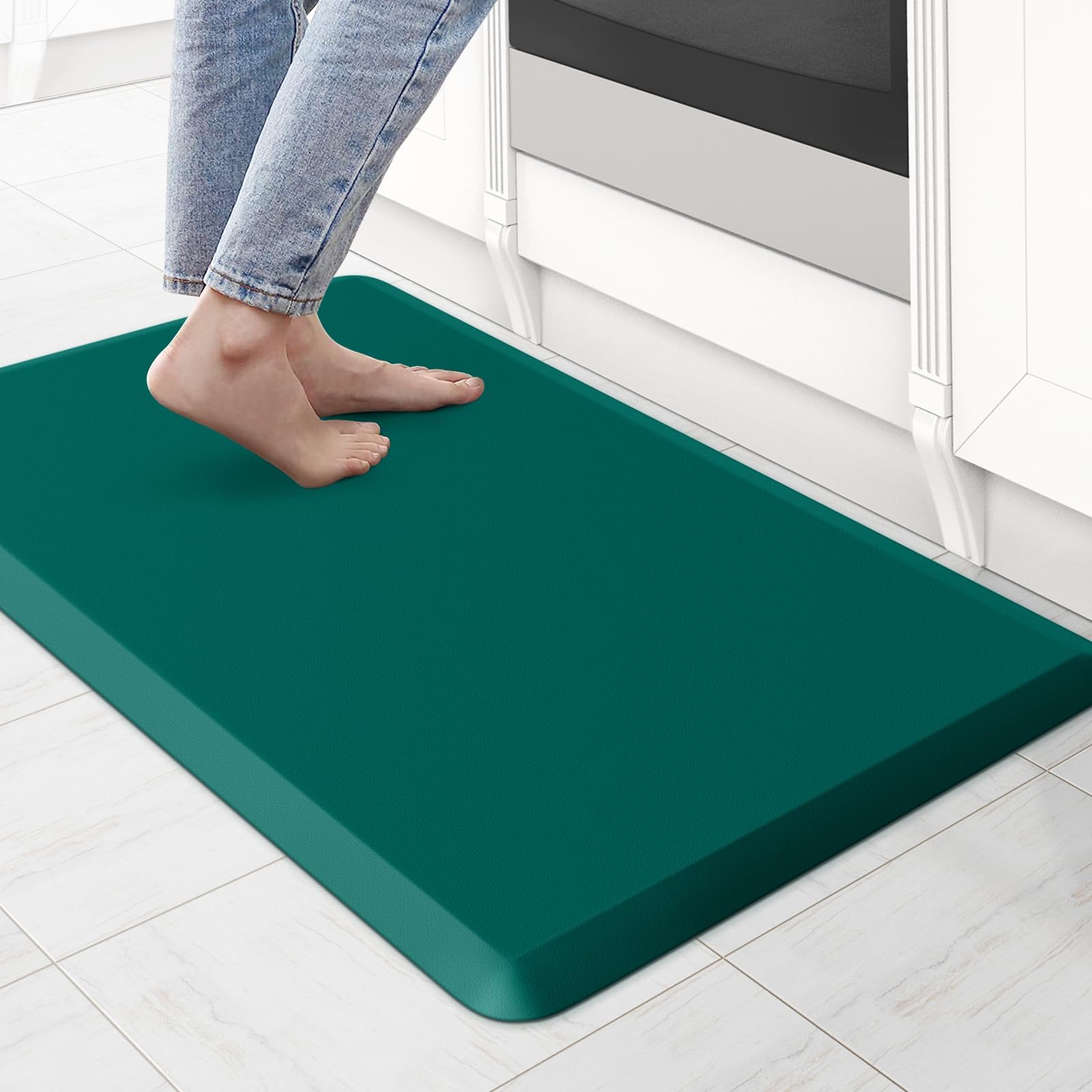 KitchenClouds Kitchen Mat Cushioned Anti Fatigue Rug 17.3"x28" Waterproof, Non Slip, Standing and Comfort Desk/Floor Mats for House Sink Office (Black)