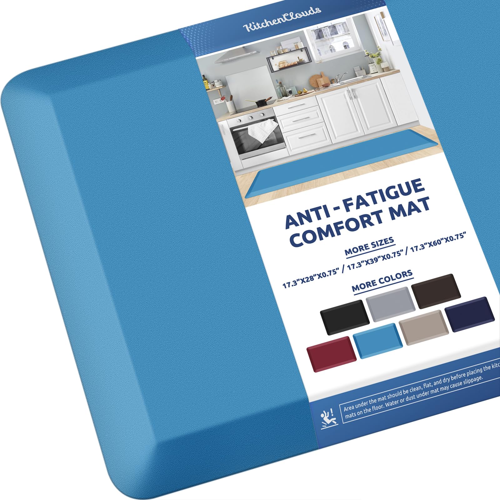 KitchenClouds Kitchen Mat Cushioned Anti Fatigue Rug 17.3"x28" Waterproof, Non Slip, Standing and Comfort Desk/Floor Mats for House Sink Office (Black)