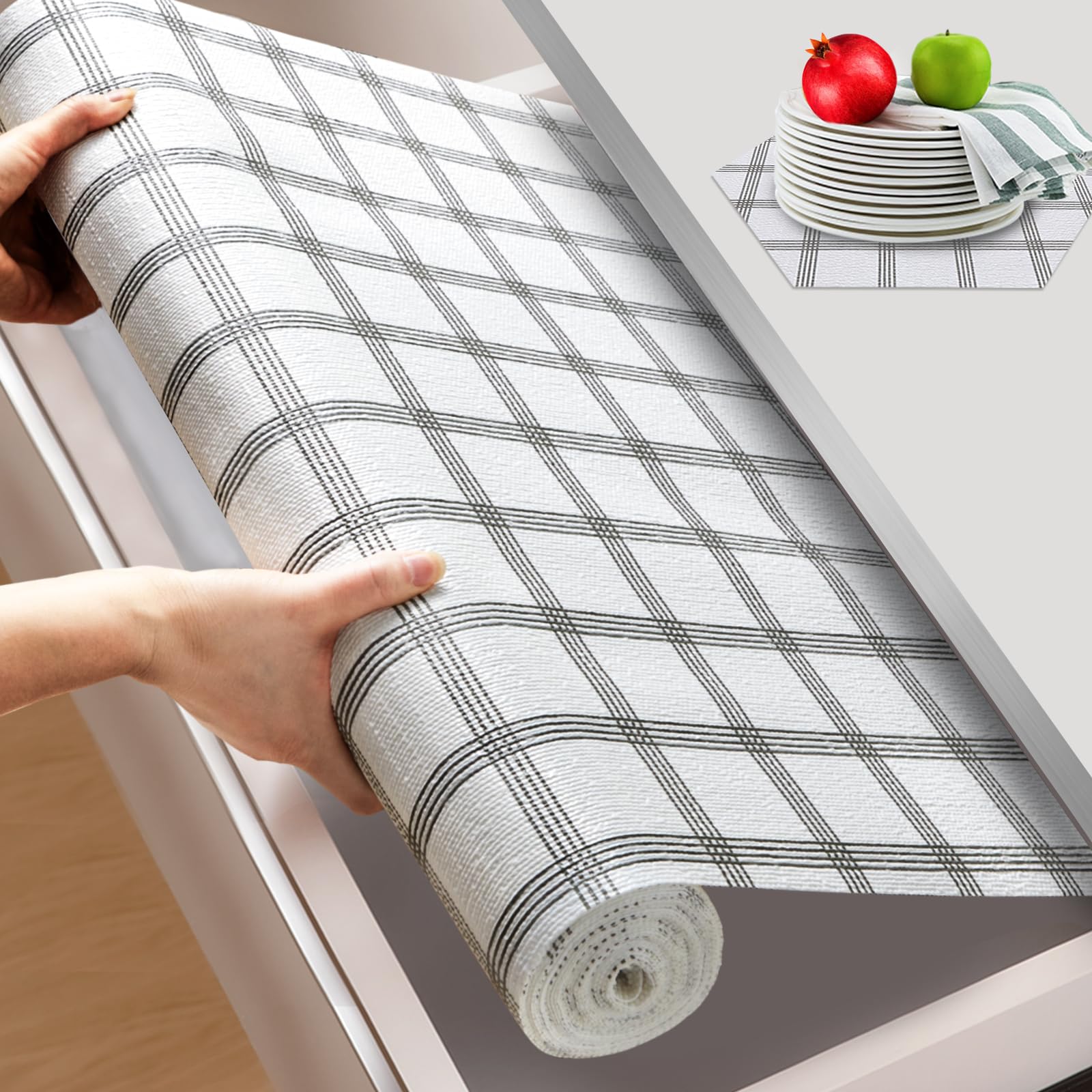Beautysaid Shelf and Drawer Liner for Kitchen Cabinet, Non Adhesive Non Slip Shelf Paper Waterproof Washable Thickened for Dresser Pantry Shelve Bathroom Protector Liner(White,12 in x 10 FT)