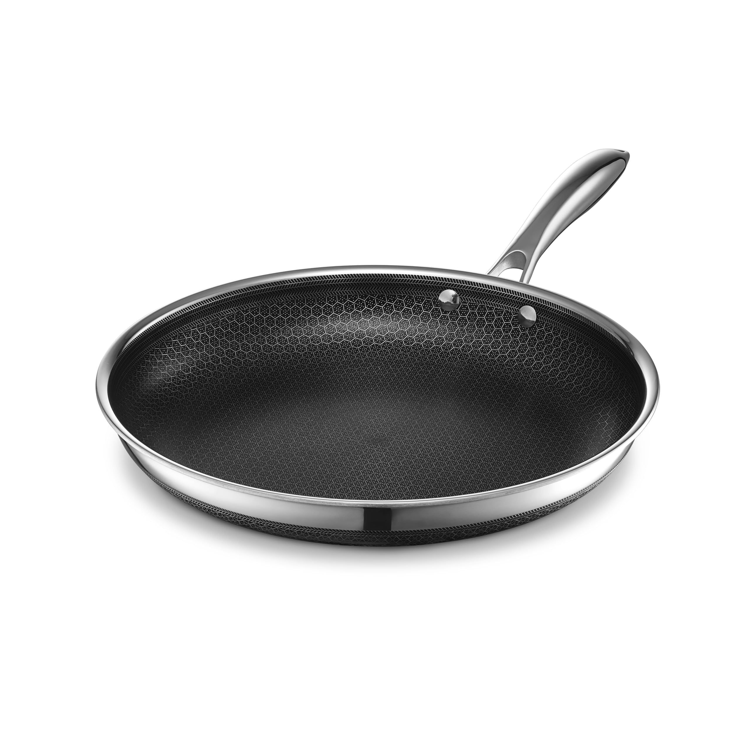 HexClad Hybrid Nonstick 12-Inch Frying Pan with Tempered Glass Lid, Stay-Cool Handle, Dishwasher-Friendly, Oven-Safe Up to 900°F, Induction Ready, Compatible with All Cooktops
