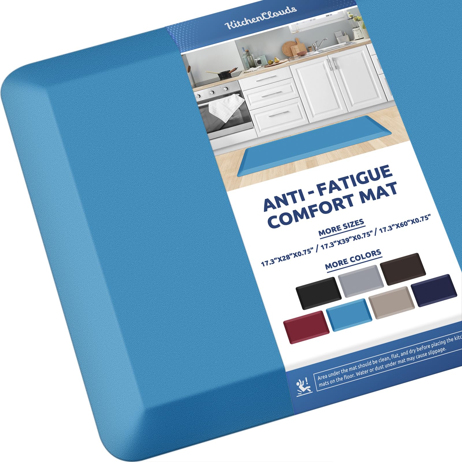 KitchenClouds Kitchen Mat Cushioned Anti Fatigue Rug 17.3"x28" Waterproof, Non Slip, Standing and Comfort Desk/Floor Mats for House Sink Office (Black)