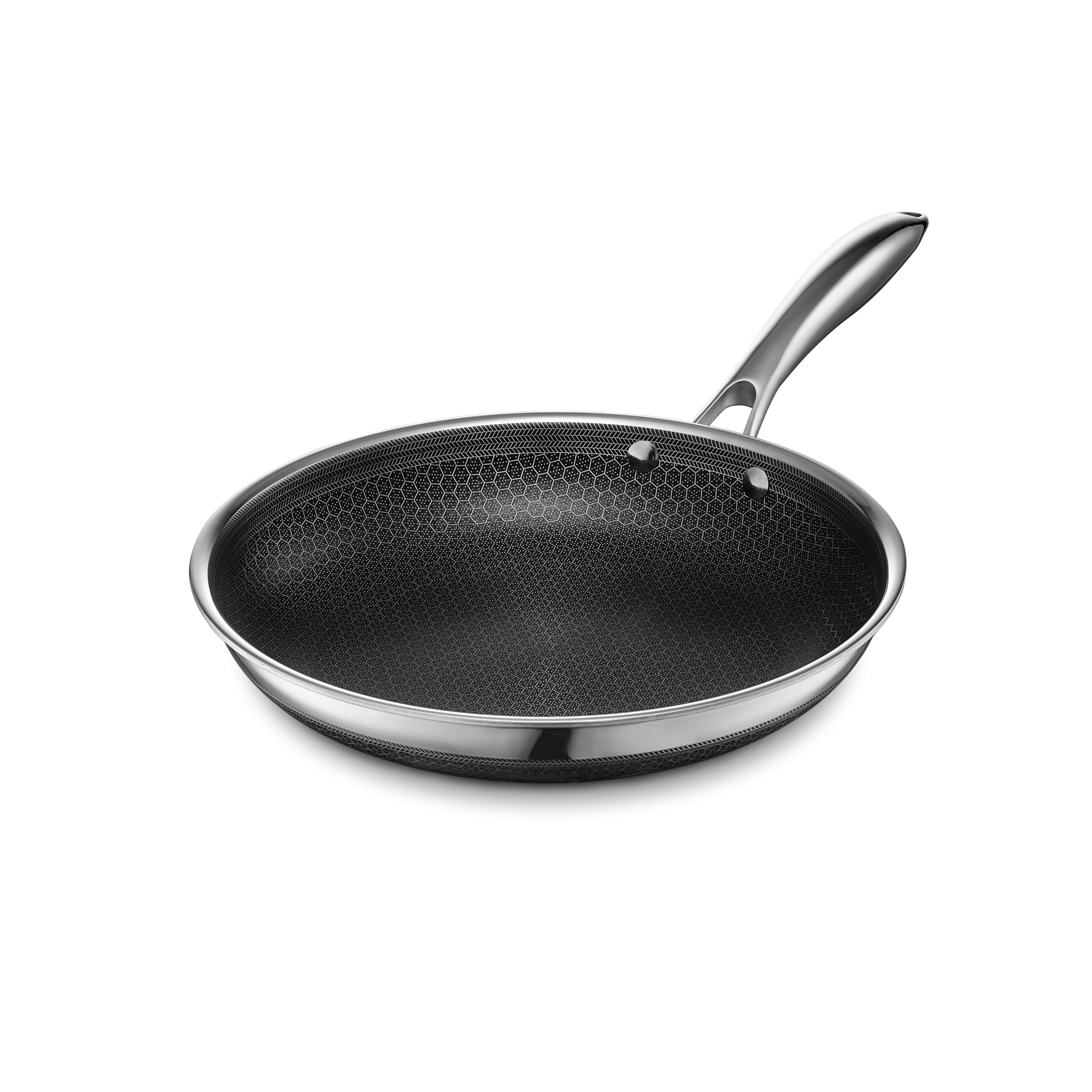 HexClad Hybrid Nonstick 12-Inch Frying Pan with Tempered Glass Lid, Stay-Cool Handle, Dishwasher-Friendly, Oven-Safe Up to 900°F, Induction Ready, Compatible with All Cooktops