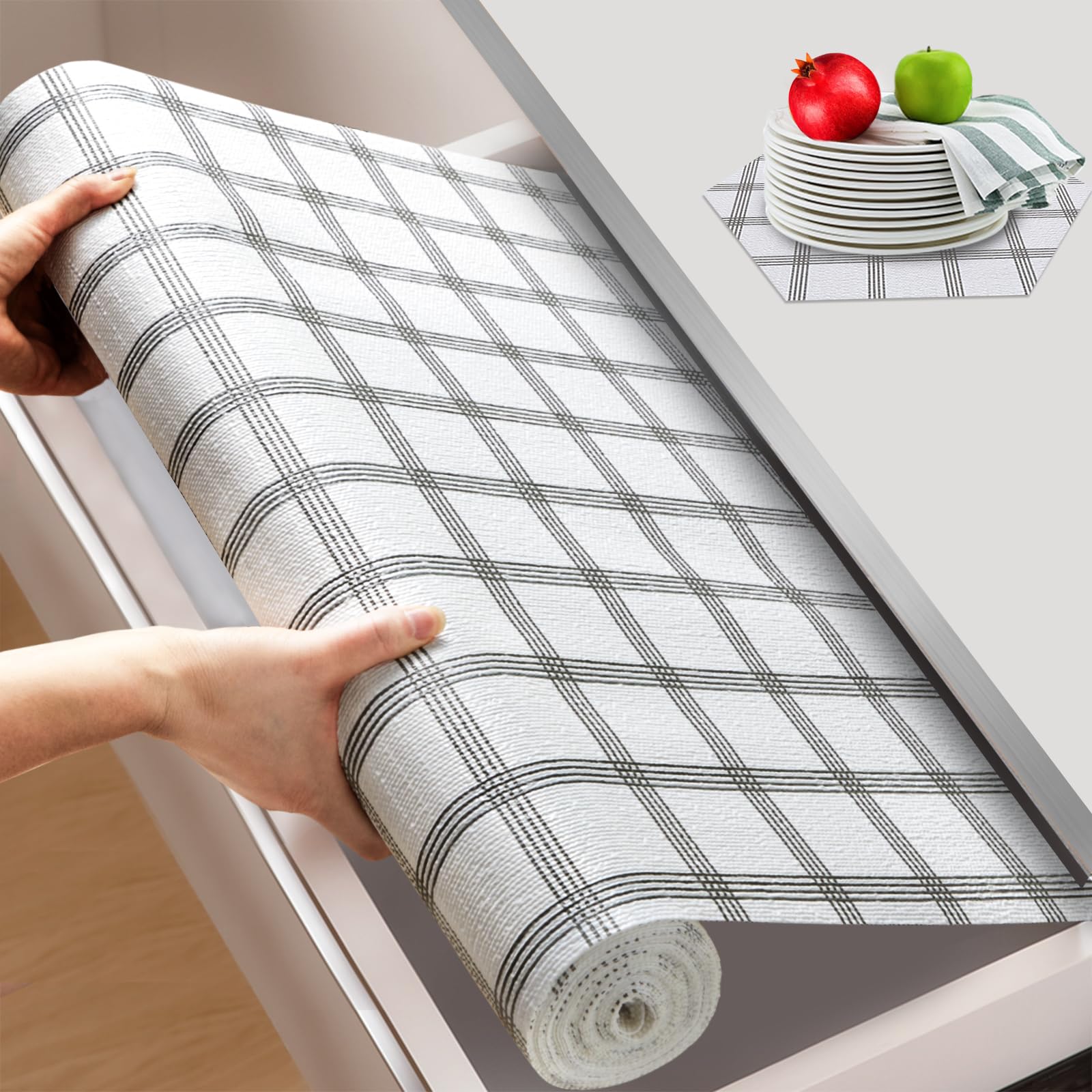 Beautysaid Shelf and Drawer Liner for Kitchen Cabinet, Non Adhesive Non Slip Shelf Paper Waterproof Washable Thickened for Dresser Pantry Shelve Bathroom Protector Liner(White,12 in x 10 FT)