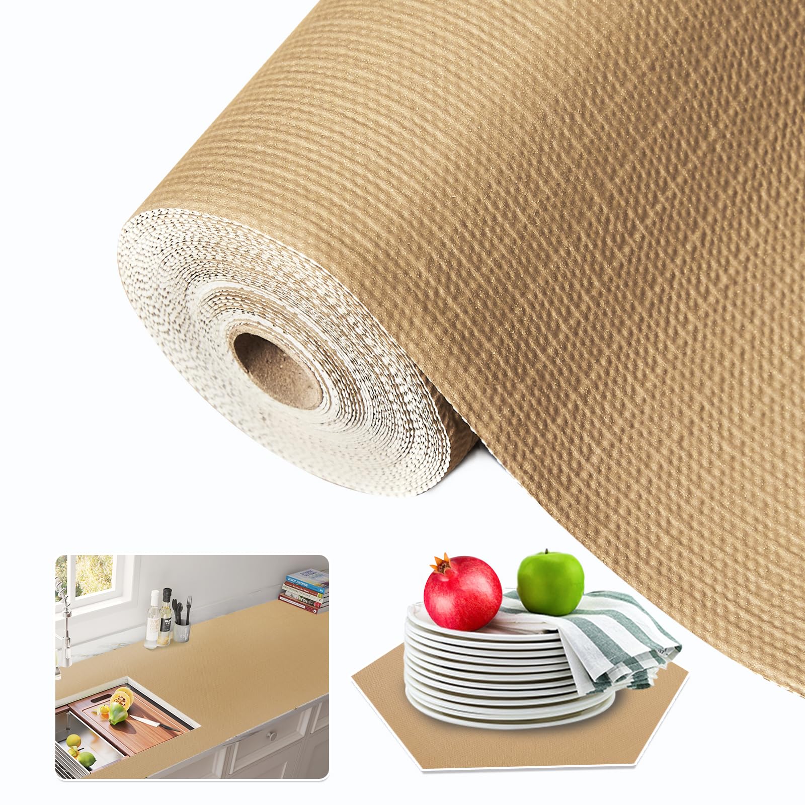 Beautysaid Shelf and Drawer Liner for Kitchen Cabinet, Non Adhesive Non Slip Shelf Paper Waterproof Washable Thickened for Dresser Pantry Shelve Bathroom Protector Liner(White,12 in x 10 FT)