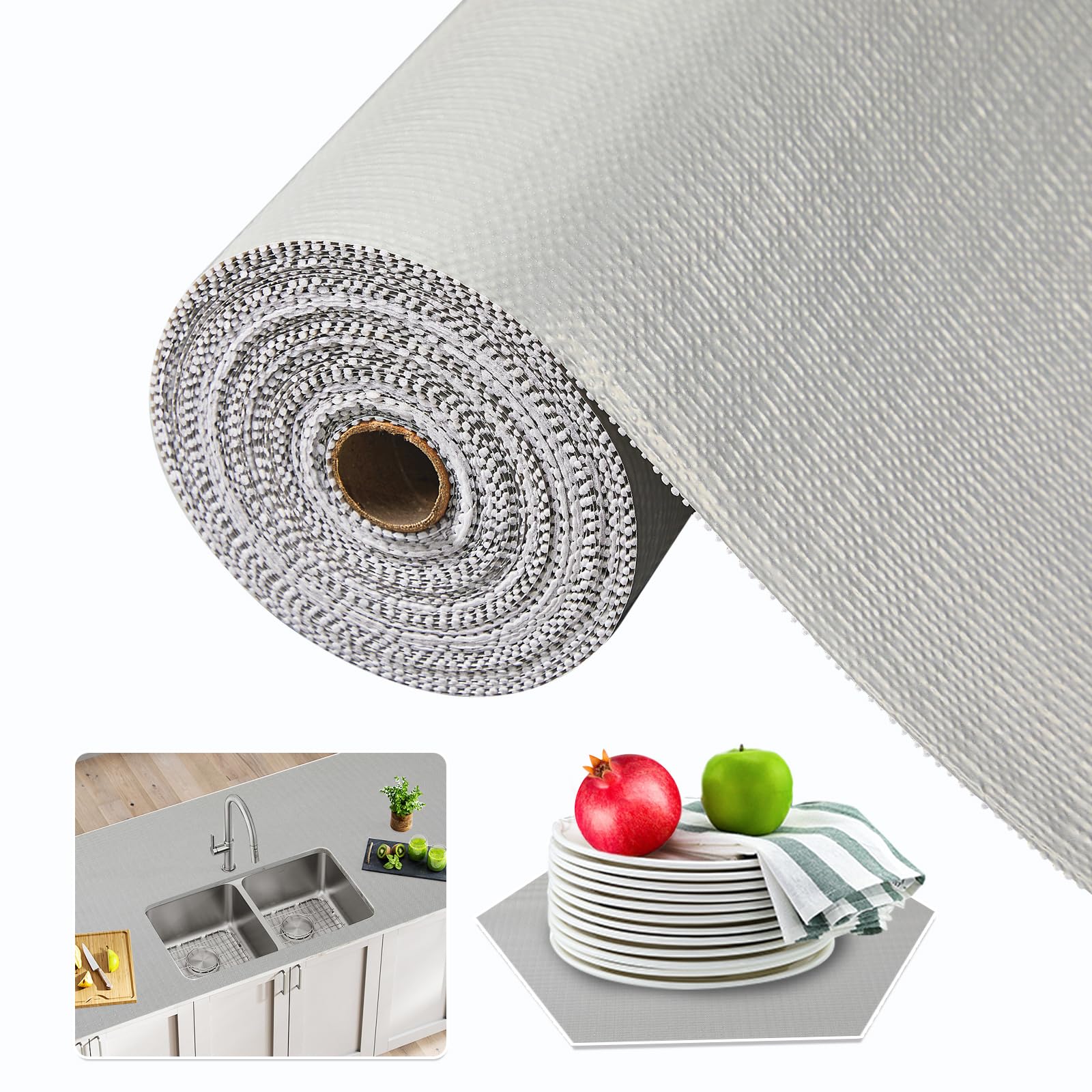 Beautysaid Shelf and Drawer Liner for Kitchen Cabinet, Non Adhesive Non Slip Shelf Paper Waterproof Washable Thickened for Dresser Pantry Shelve Bathroom Protector Liner(White,12 in x 10 FT)